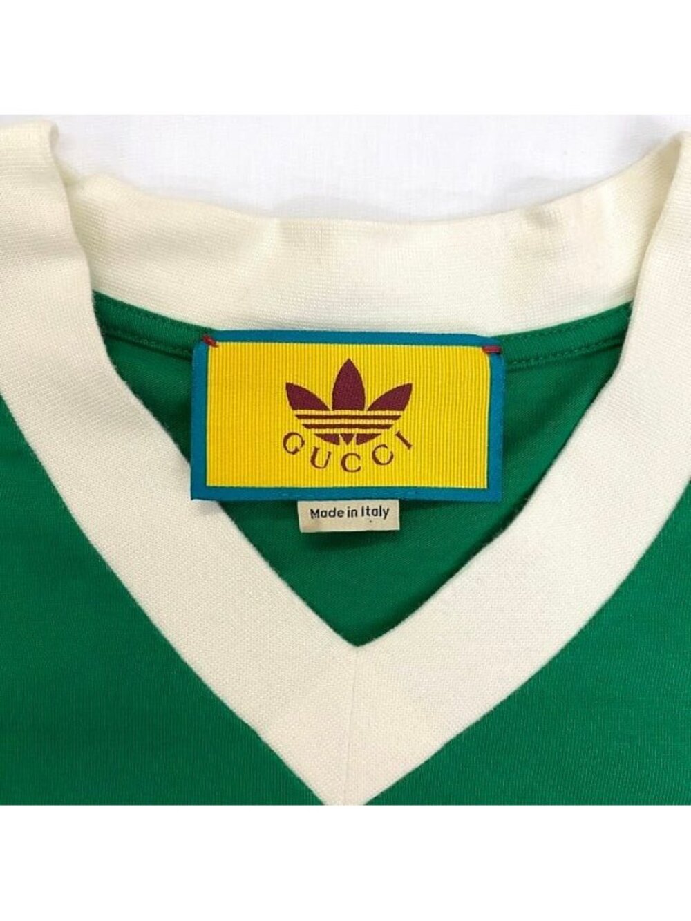 Gucci Adidas T-Shirt Green White Trefoil - Picture 4 of 6